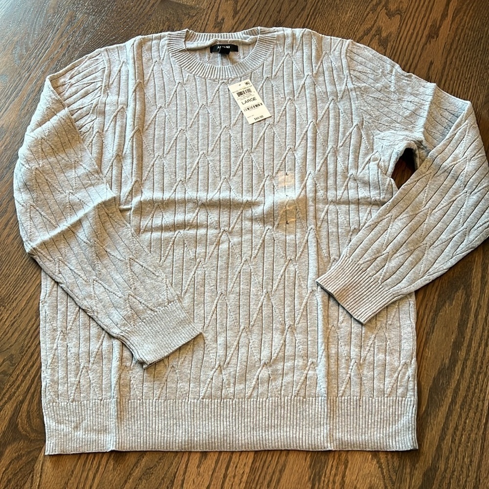 NWT Alfani grey knitted long sleeve sweater crew neck size large